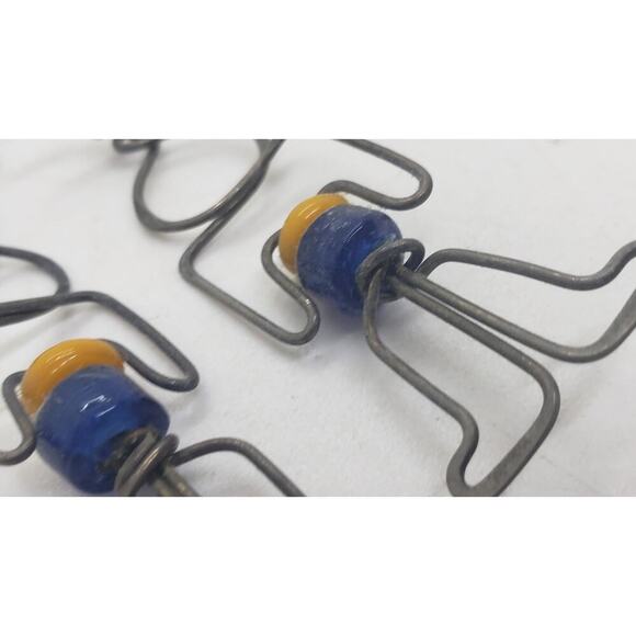 Vintage Earrings Wire Figural Man Person Handmade 1970s Person Boho Glass Beads - Picture 4 of 8